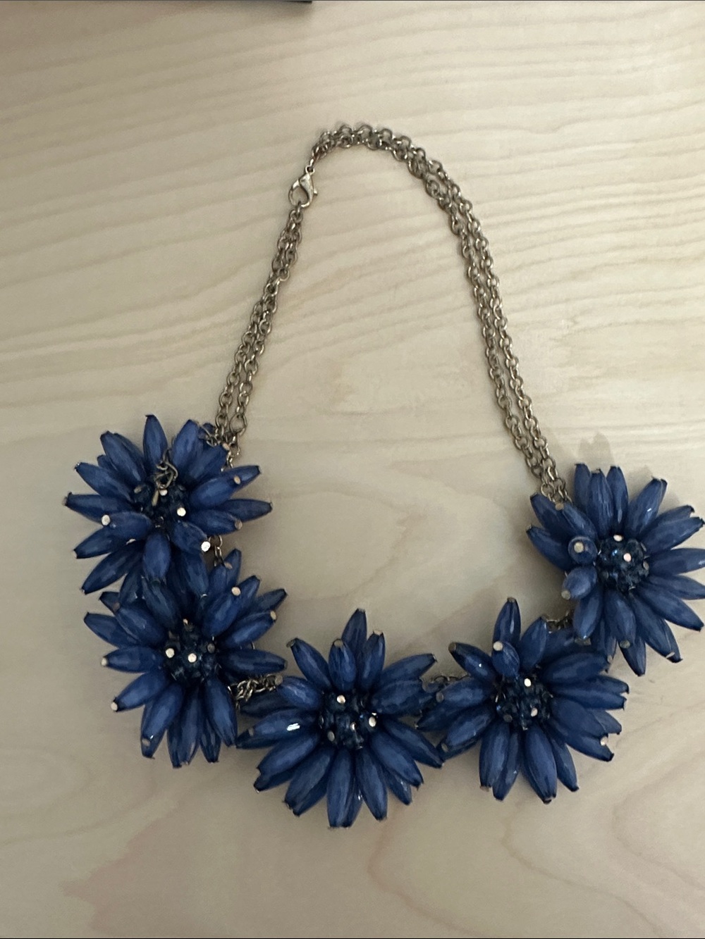 Francesca's Collections Blue Floral Crystal Statement Necklace